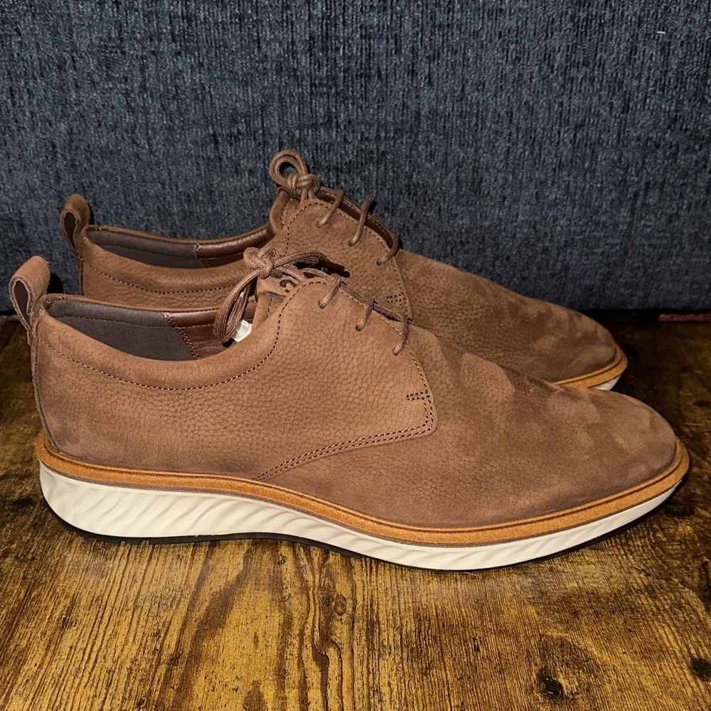 NIB ECCO ST.1 Hybrid Plain Toe Derby Men's Size 10 US / 44 EU Brown Nubuck